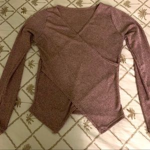 Dusty Rose V Neck Long Sleeve SlimCross Wrap shirt